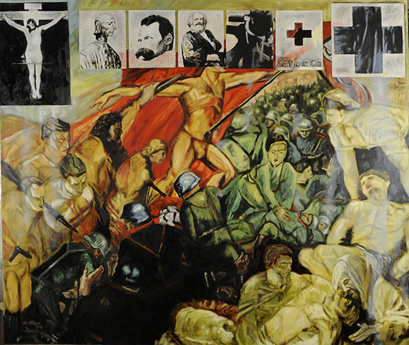 Laibach Kunst, Enigma Revolucije (Enigma of the Revolution), 1982-2010, mixed media oil on canvas, 125x145cm